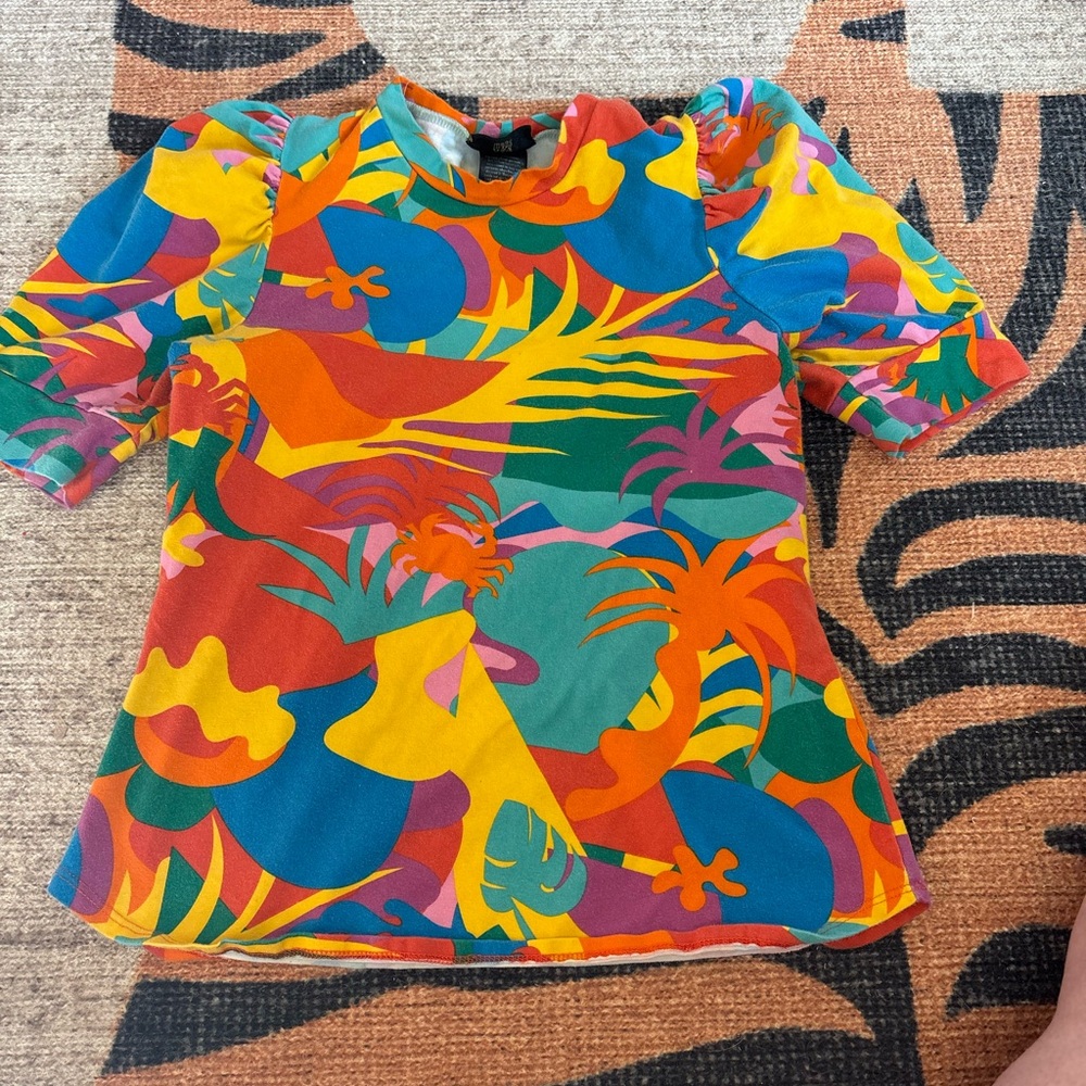 Nooworks Multicolor Tropical Puff-Sleeve Tee